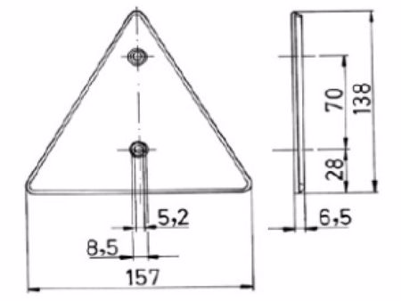 Catadioptre triangulaire pour feux arrière et clignotants