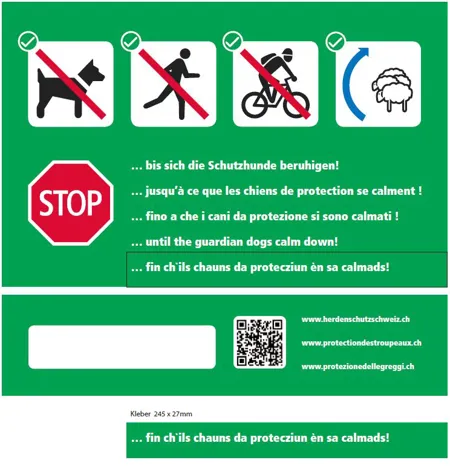 Zusatzkleber rätoromanisch zu Kleber Verhaltensregel