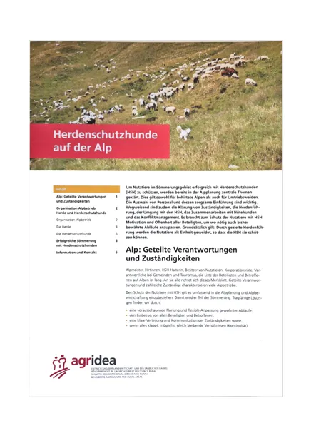 Merkblatt Herdenschutzhunde auf der Alp