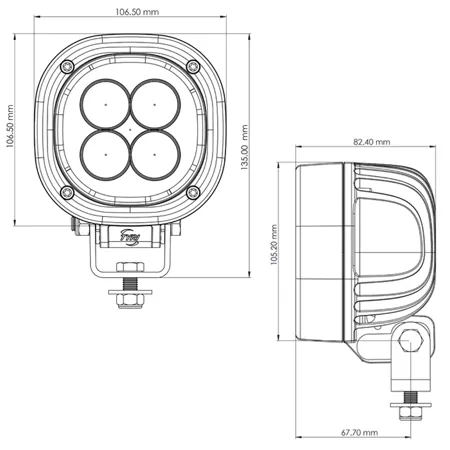 Arbeitsscheinwerfer für Spritzengestänge BlueBeam 9 - 60 V