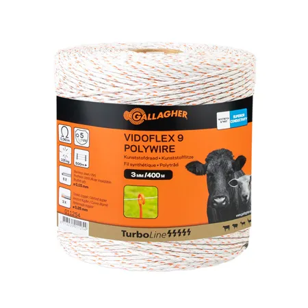 Gallagher Vidoflex 9 TurboLine, 400m, weiss
