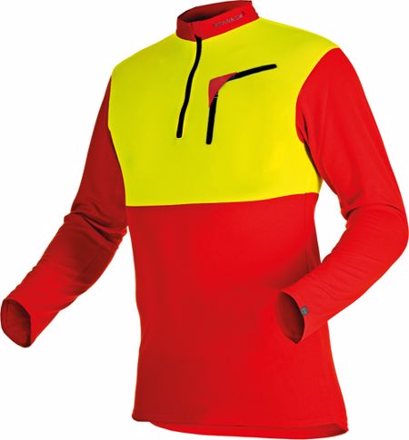 Pfanner polo col haut, manches longues, rouge-jaune
