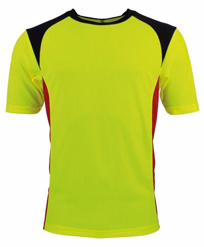 T-Shirt Kurzarm Tapio EXPERT Coolmax, gelb-rot-grau